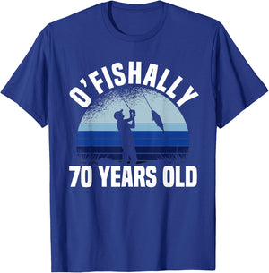Ofishally 70 Years Old Fisherman 70th Birthday Fishing T-Shirt - T-Shirt | Royal