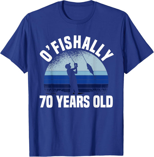 Ofishally 70 Years Old Fisherman 70th Birthday Fishing T-Shirt - T-Shirt | Royal