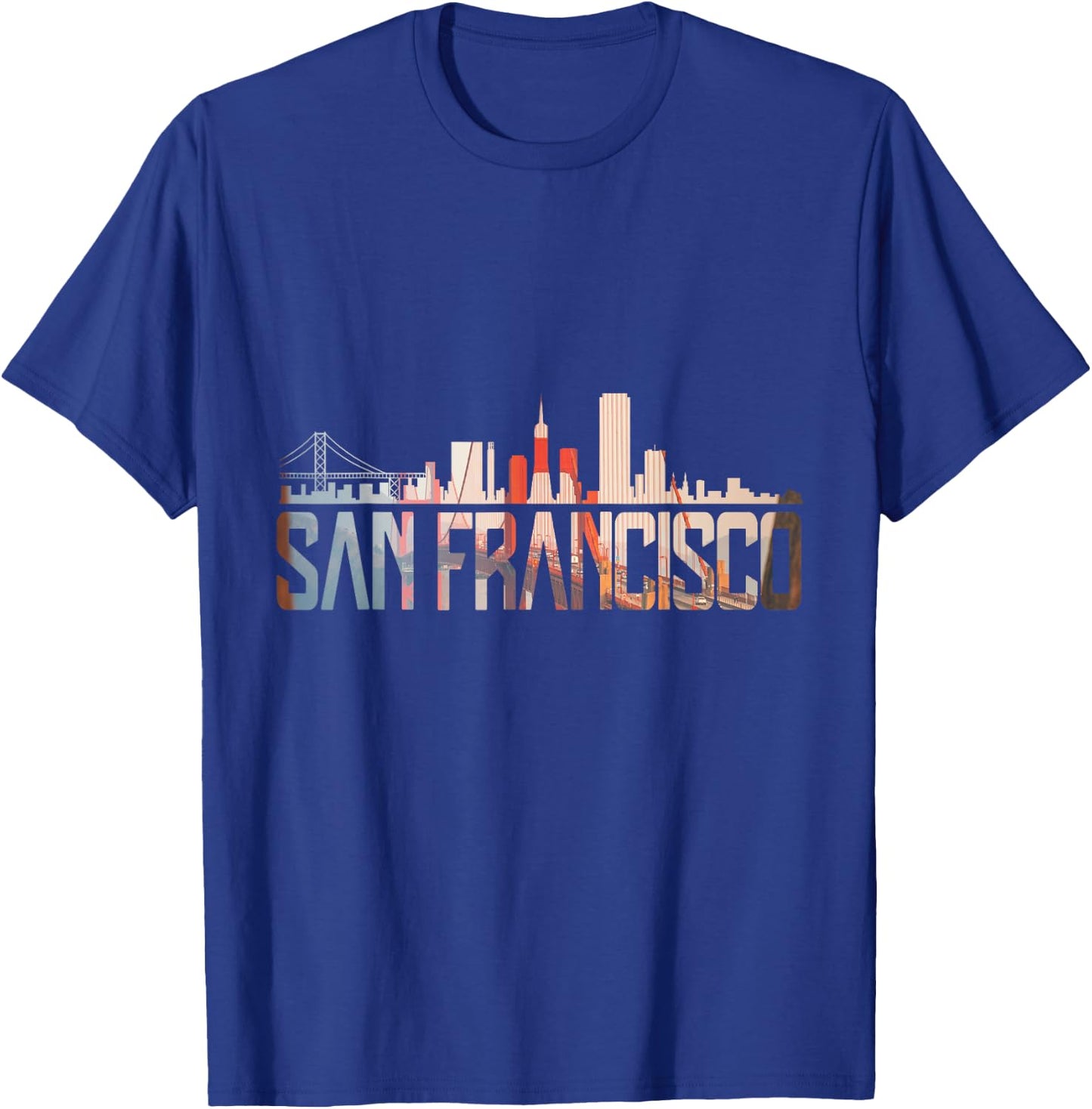 San Francisco Golden Gate Brigde California Skyline T-Shirt - T-Shirt | Royal
