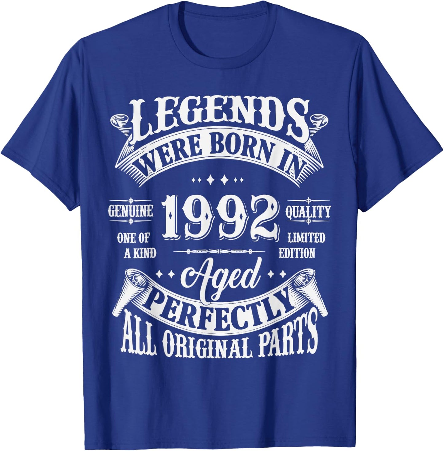 33rd Birthday 33 Years Old Vintage Legends Born In 1992 T-Shirt - T-Shirt | Royal