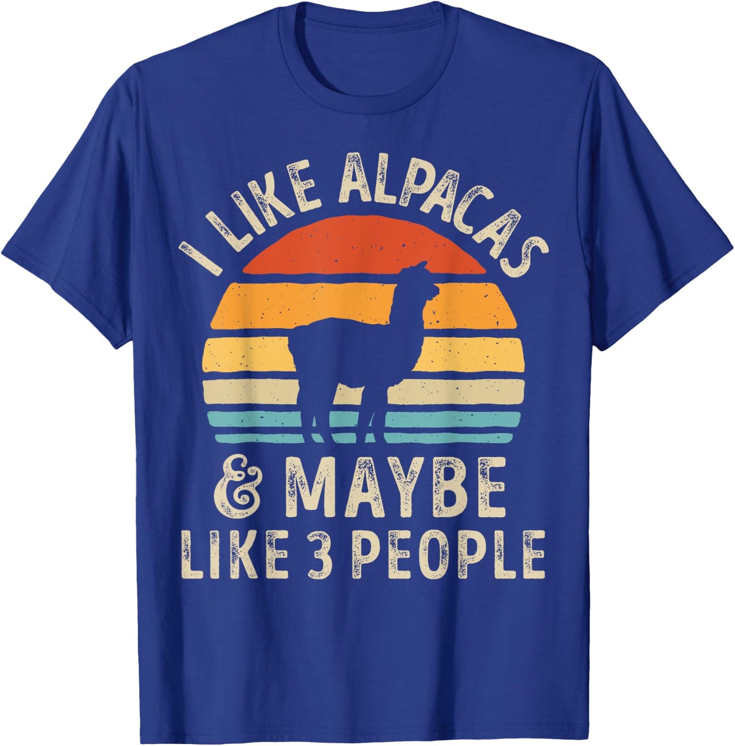 I Like Alpacas And Maybe Like 3 People Funny Alpaca Retro T-Shirt - T-Shirt | Royal