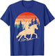Bigfoot Riding Unicorn! Funny Sasquatch Unicorn Retro Sunset T-Shirt - T-Shirt | Royal