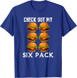 Check out my six pack burger shirt gym T-Shirt - T-Shirt | Royal