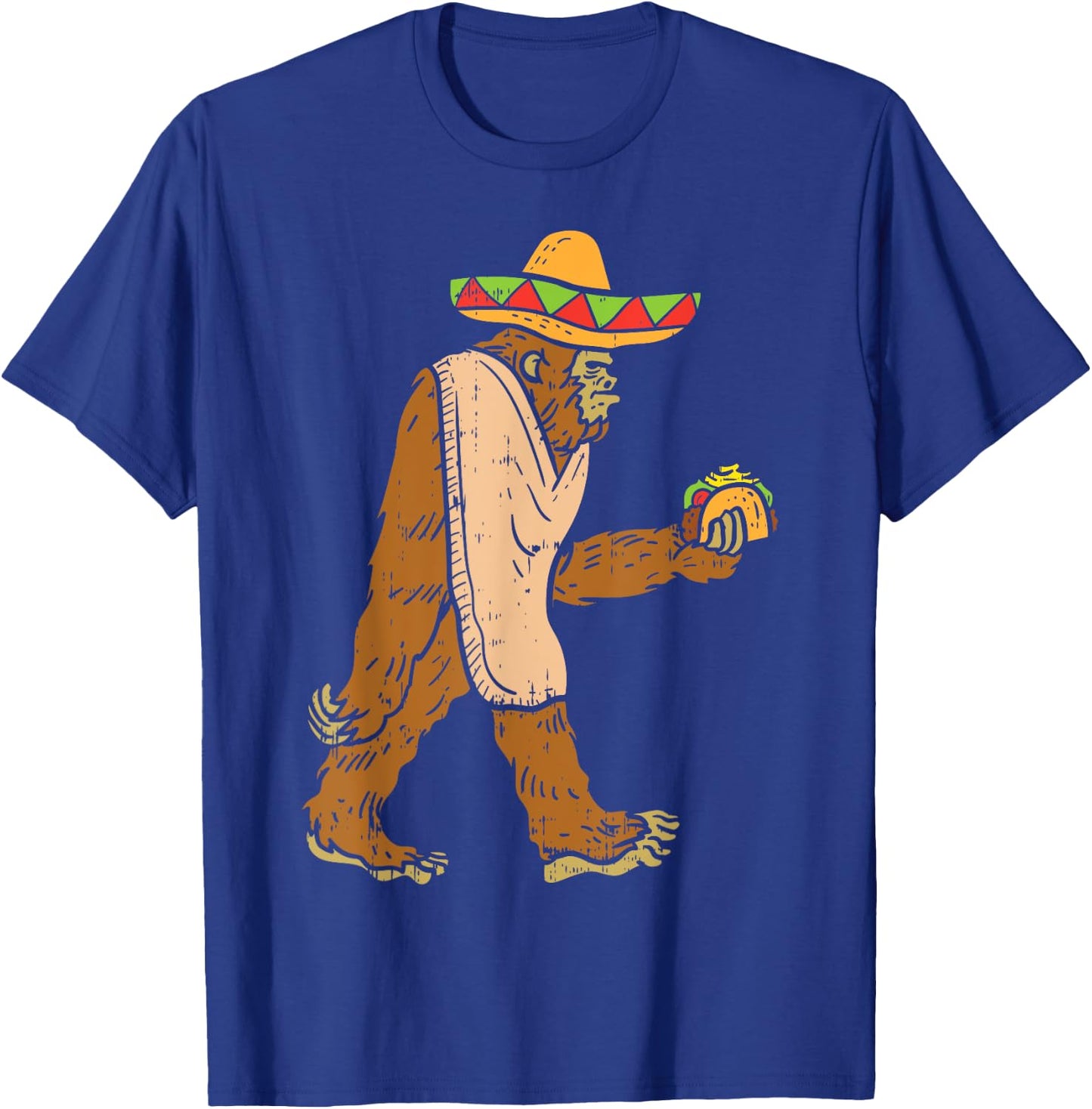 Mexican Bigfoot Sombrero Taco El Squatcho Fun Cinco De Mayo T-Shirt - T-Shirt | Royal
