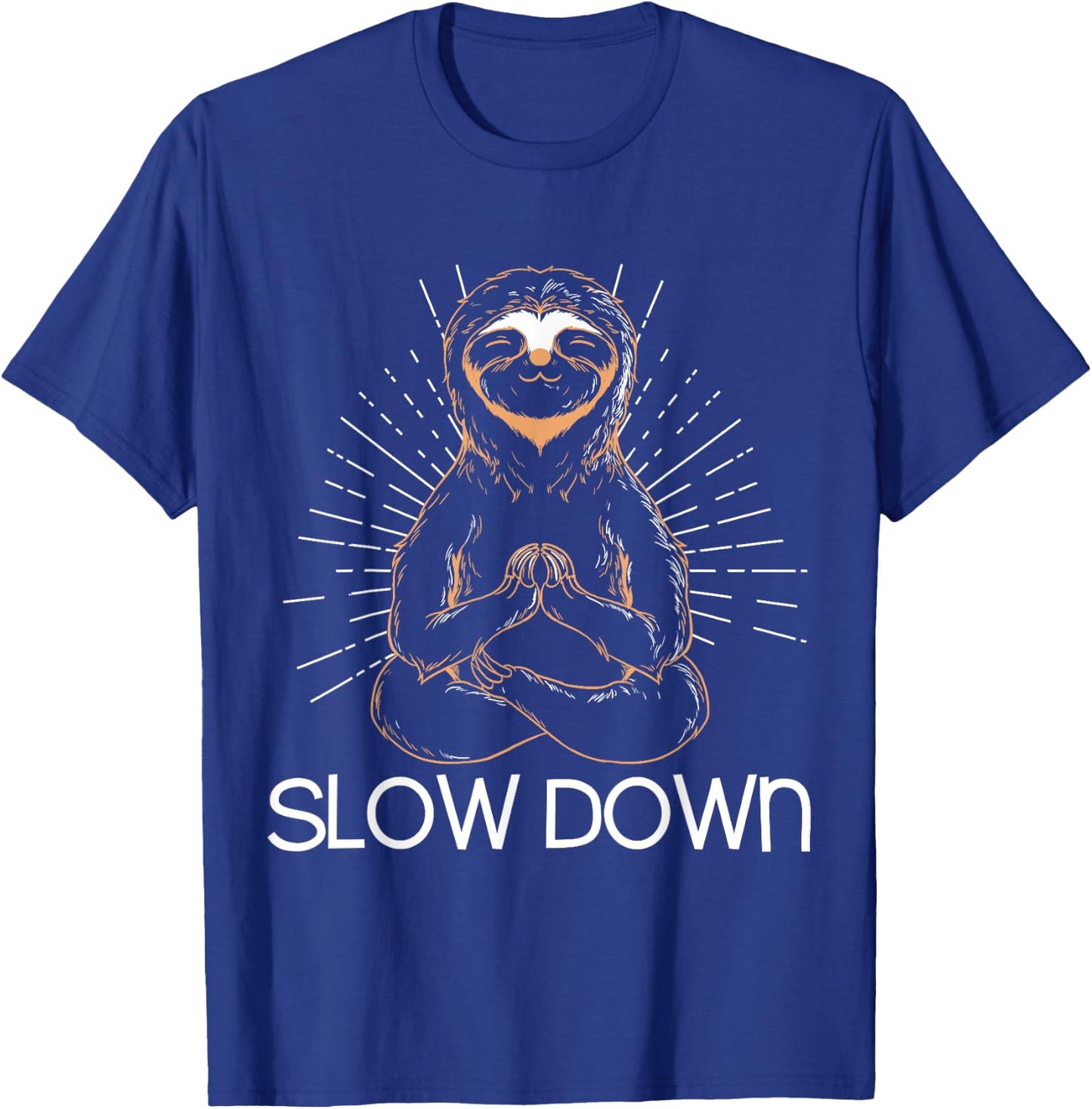 Meditating Sloth Slow Down Funny Yoga T-Shirt - T-Shirt | Royal
