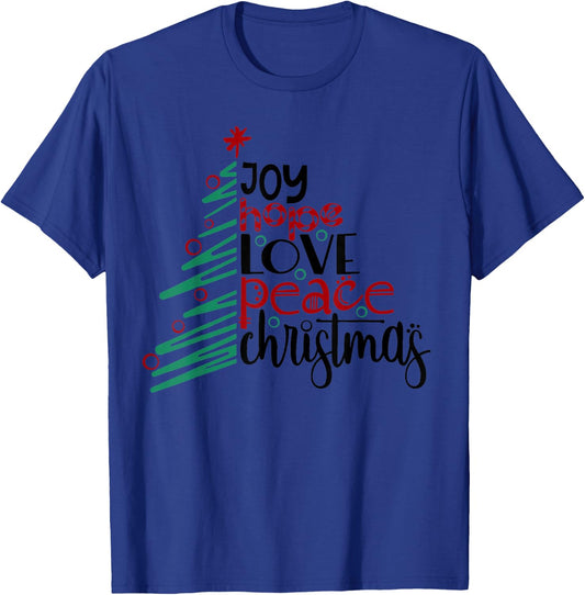 Joy Hope Peace Love Christmas Tree Gift T-Shirt - T-Shirt | Royal