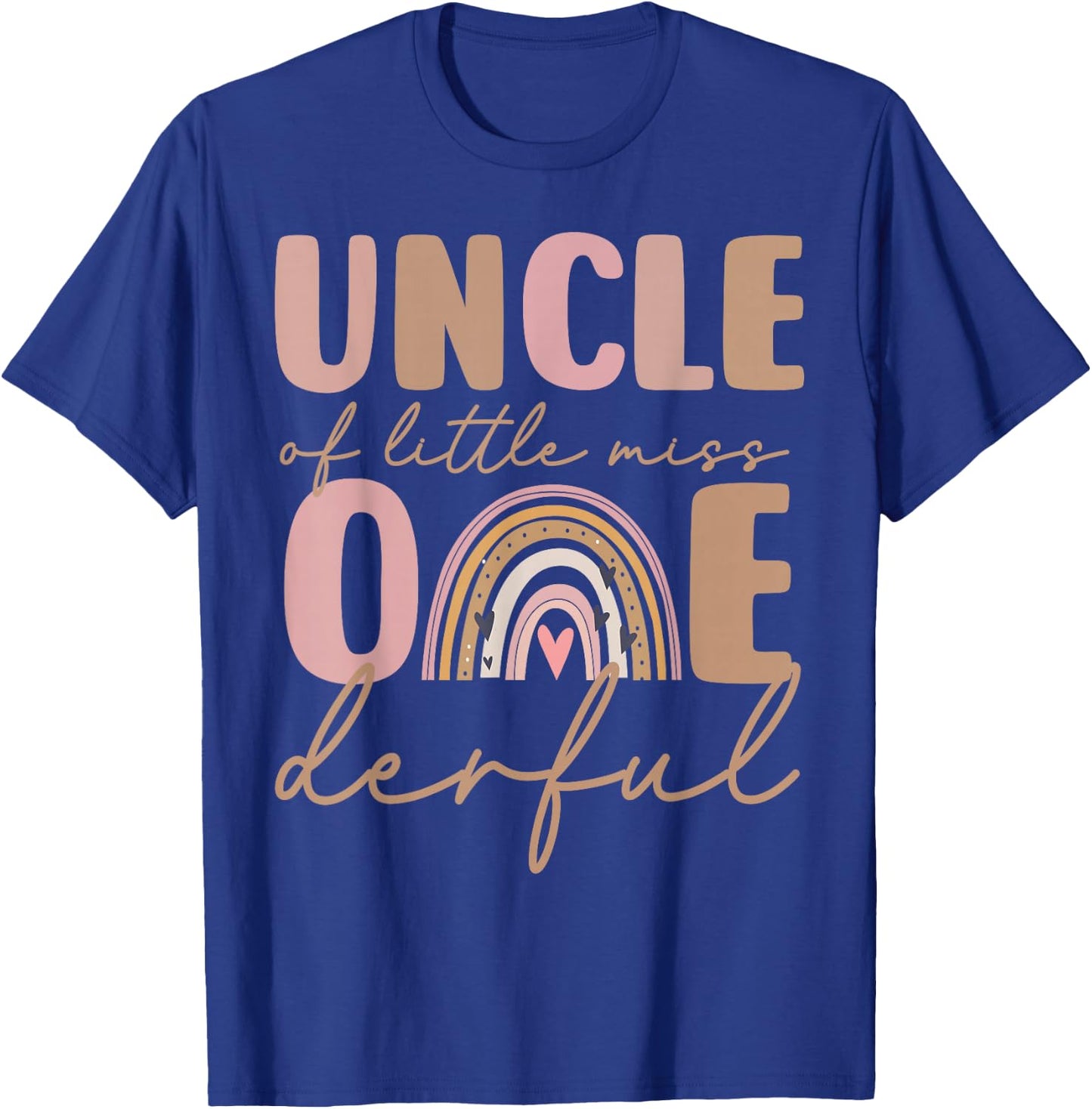 Uncle of Little Miss Onederful First Birthday Boho Rainbow T-Shirt - T-Shirt | Royal