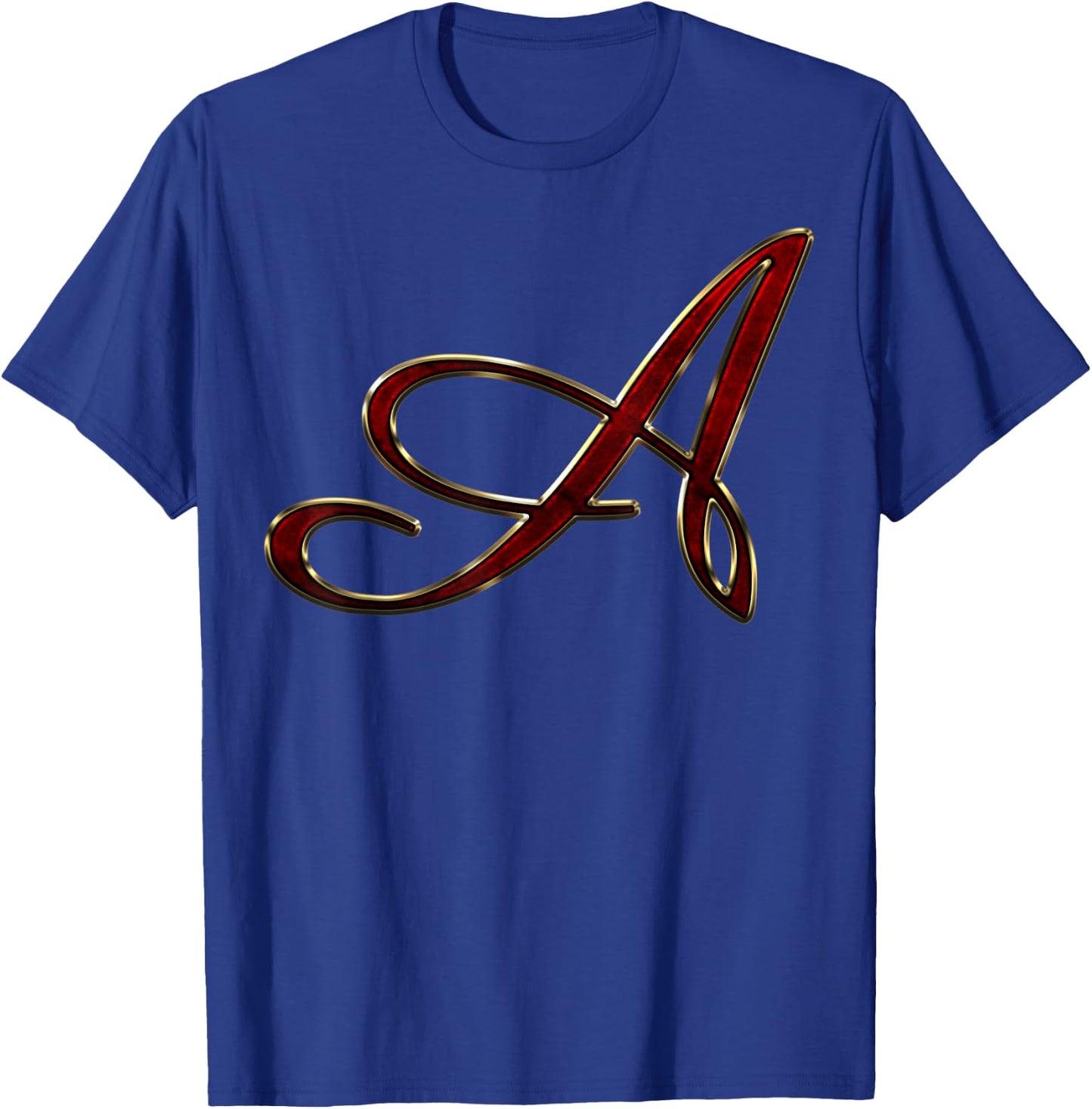 Monogram Initial Letter A Gold Red T-Shirt - T-Shirt | Royal
