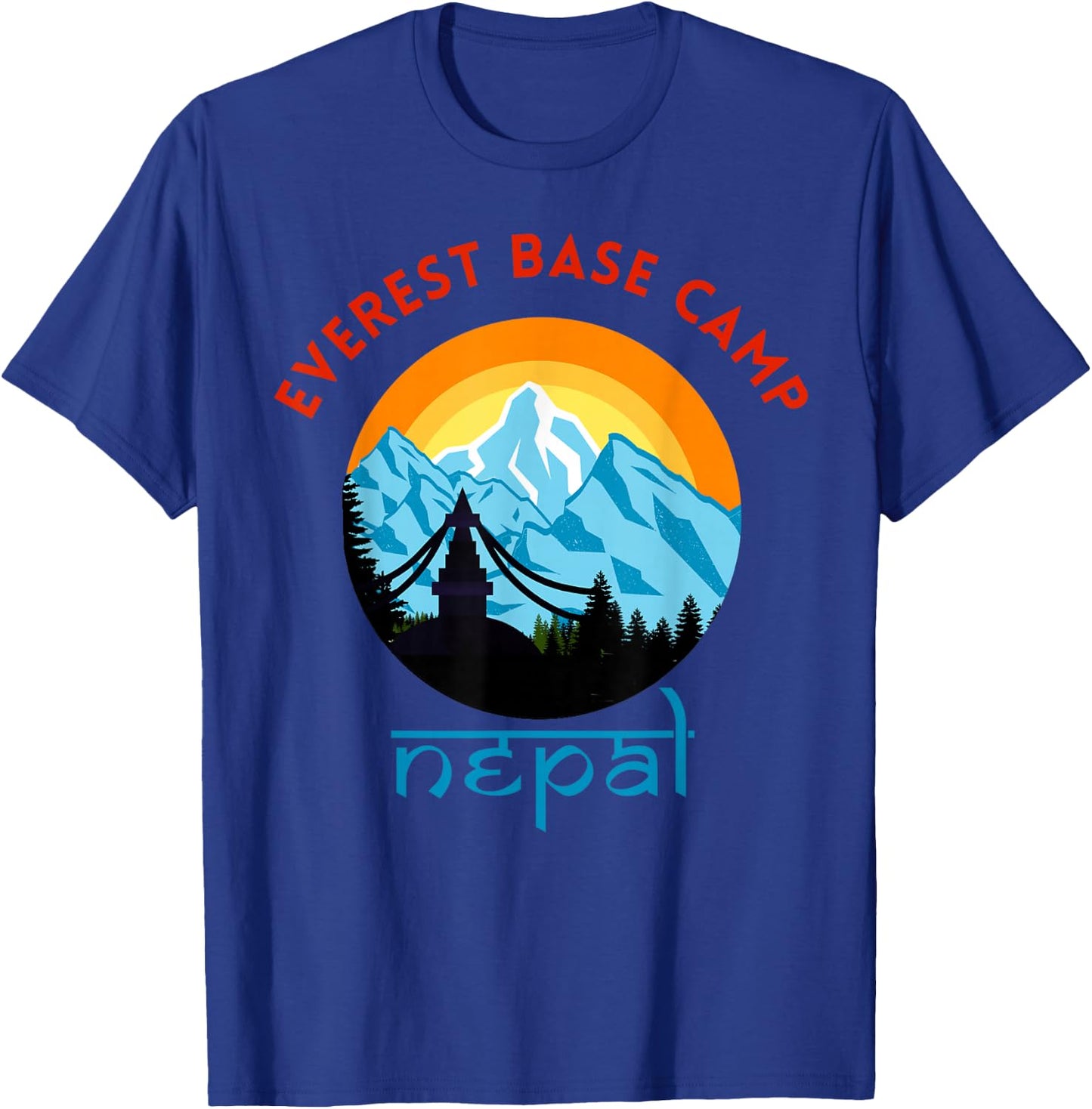 Mount Everest Base Camp Nepal Mountain Hiker Nepali Script T-Shirt - T-Shirt | Royal