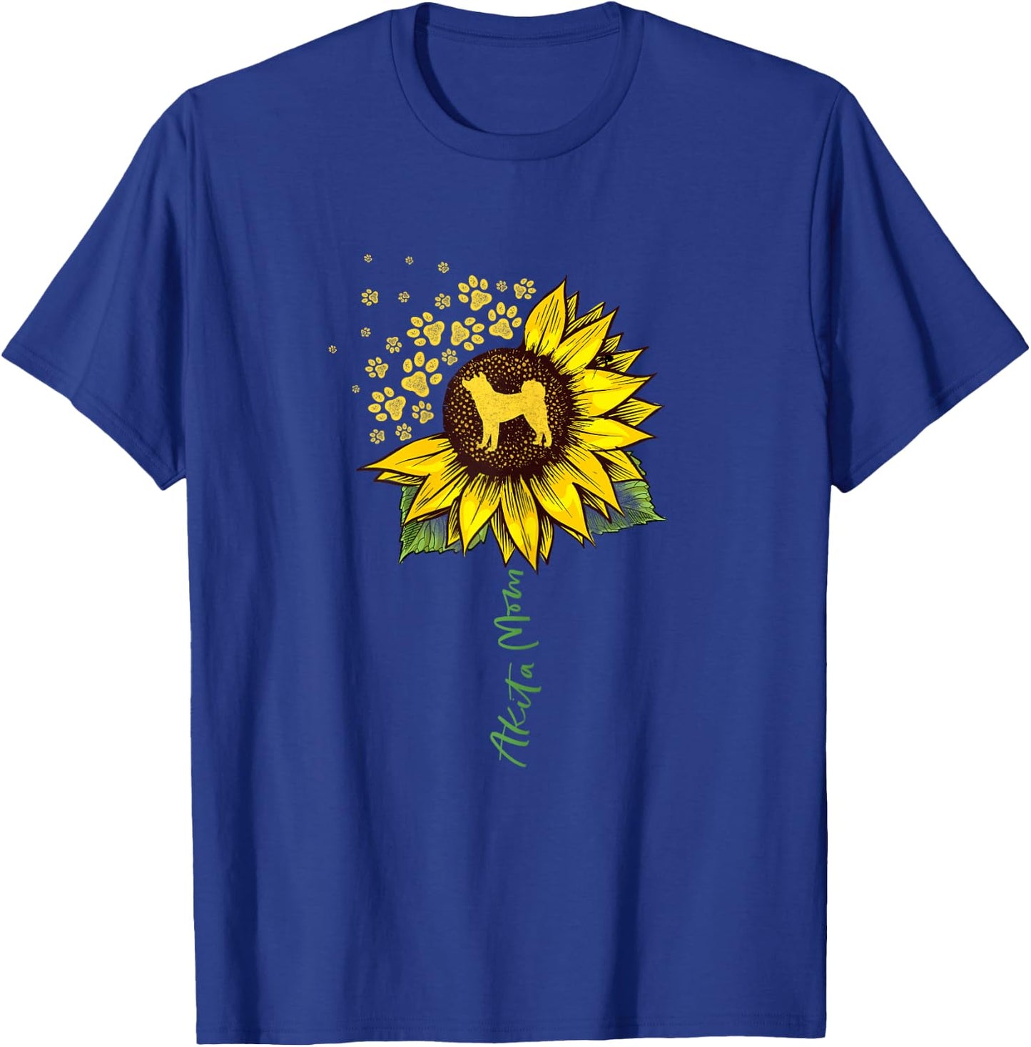 Akita Mom Sunflower Akita Inu Lover Gifts Dog Mom Mama Women Girls Kids T-Shirt - T-Shirt | Royal