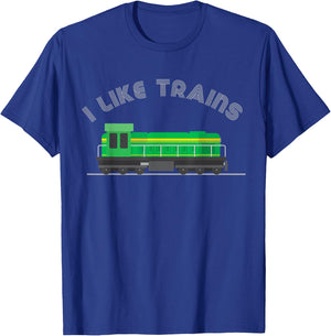 Model Train Collector Kids Railroad Diesel I Like Trains T-Shirt - T-Shirt | Royal
