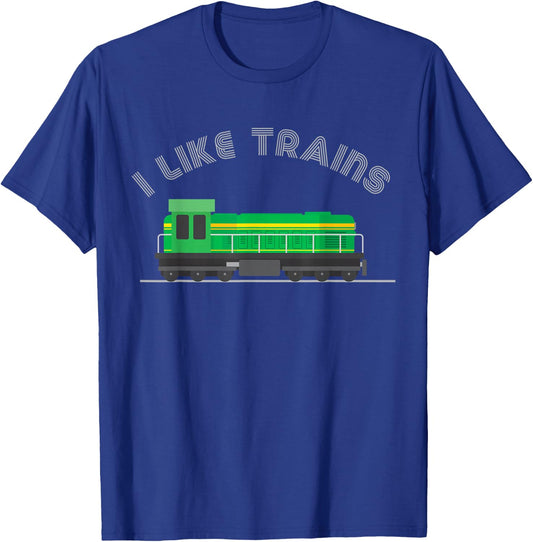 Model Train Collector Kids Railroad Diesel I Like Trains T-Shirt - T-Shirt | Royal