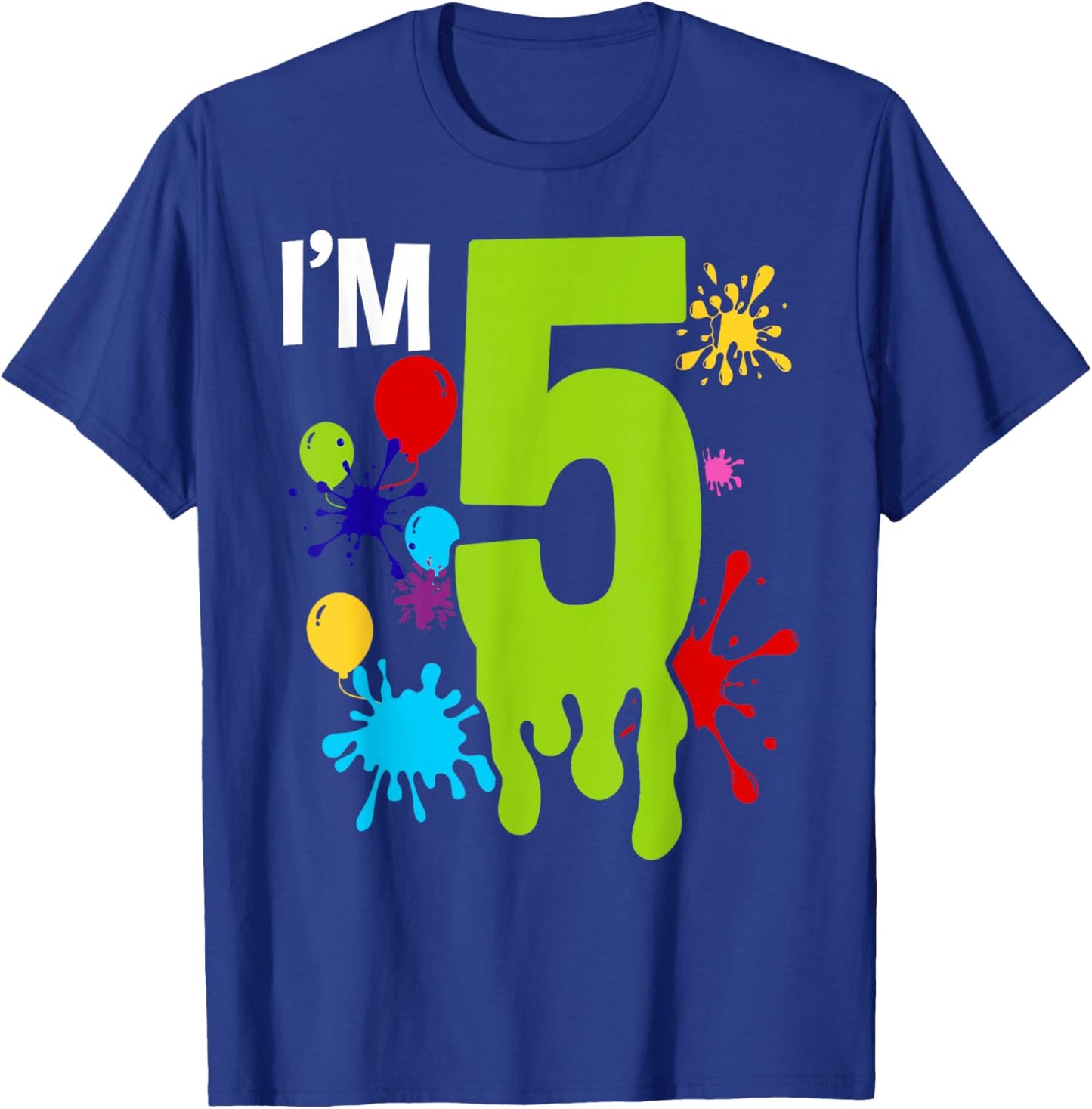 Slime 5th Birthday Party 5 Year Old Bday Party Kid T-Shirt - T-Shirt | Royal