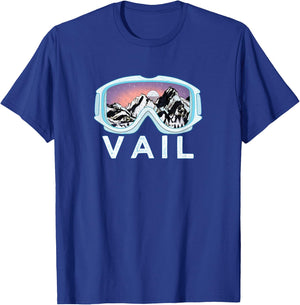 Vail Ski Snowboard Design/Vail, CO Goggles Skiing Snow Gift T-Shirt - T-Shirt | Royal