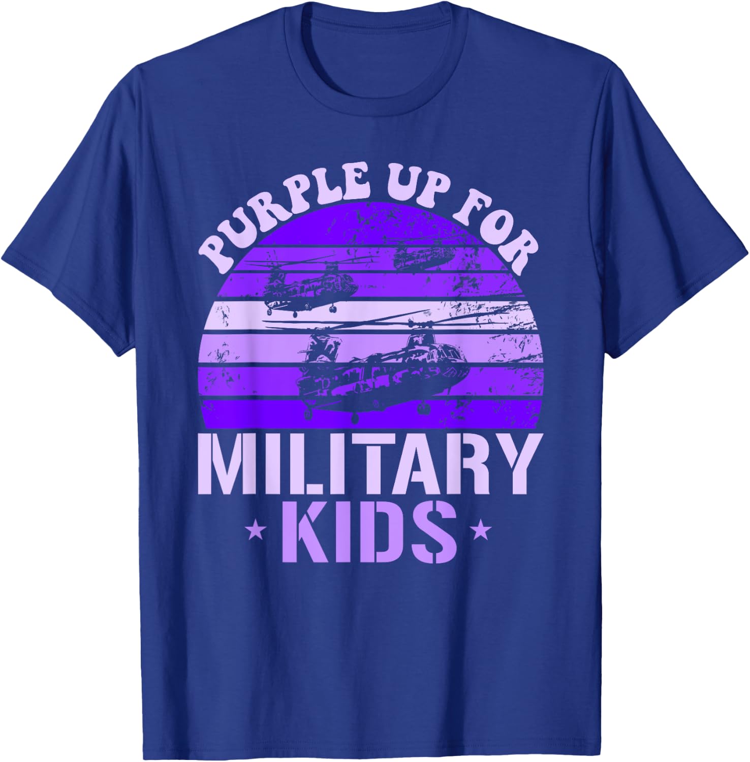 Purple Up For Military Kids CH46 Chinook Kids Purple Up T-Shirt - T-Shirt | Royal