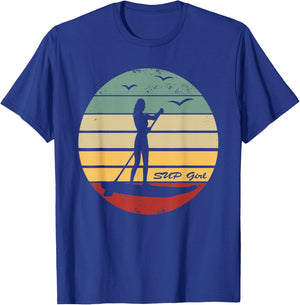 SUP Girl - Retro Stand Up Paddle Board - Water Sports Women T-Shirt - T-Shirt | Royal