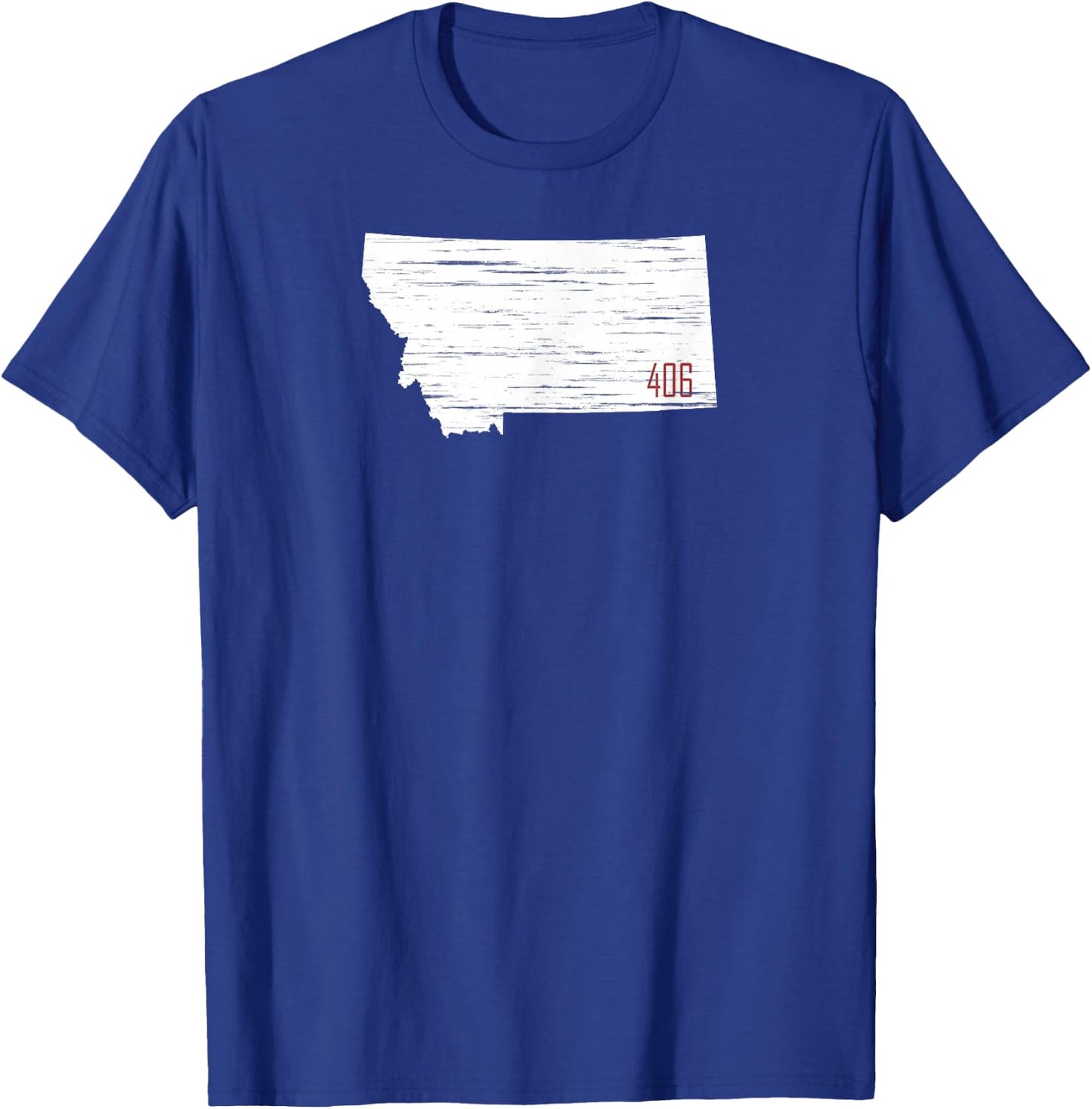 White State of Montana Distressed with 406 MT Area Code T-Shirt - T-Shirt | Royal
