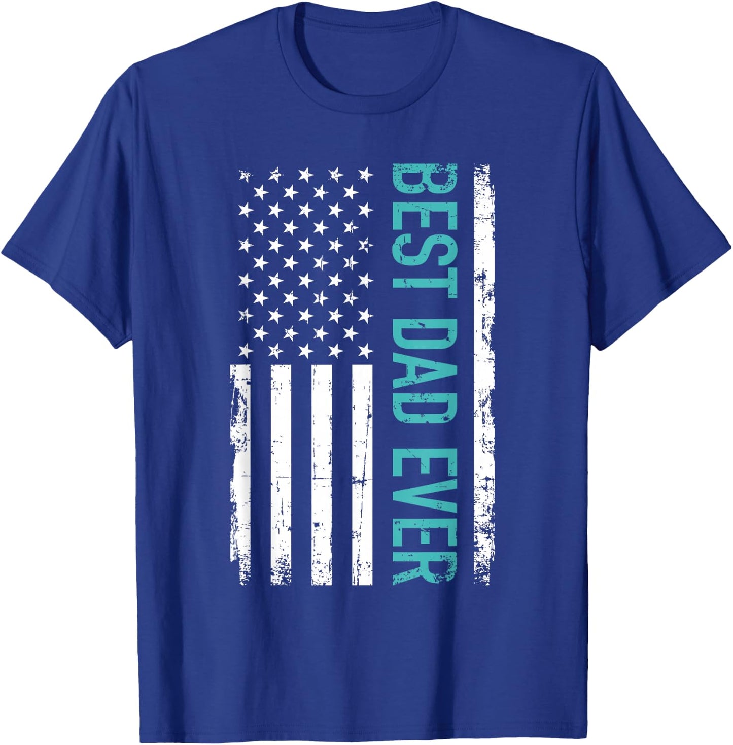 Father's day Best dad ever with US american flag Short Sleeve T-Shirt - T-Shirt | Royal