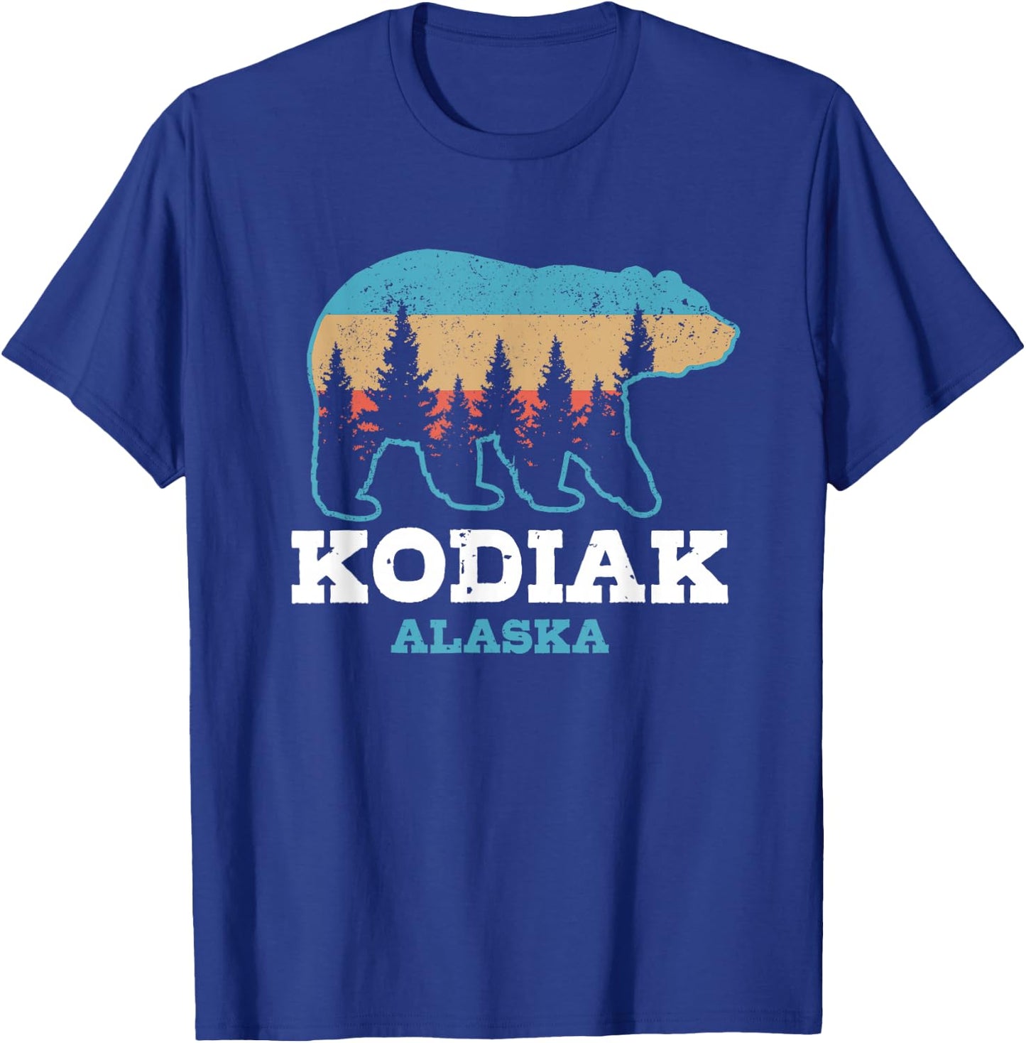 Kodiak Alaska Vintage Grizzly Bear Nature Souvenir Gift T-Shirt - T-Shirt | Royal