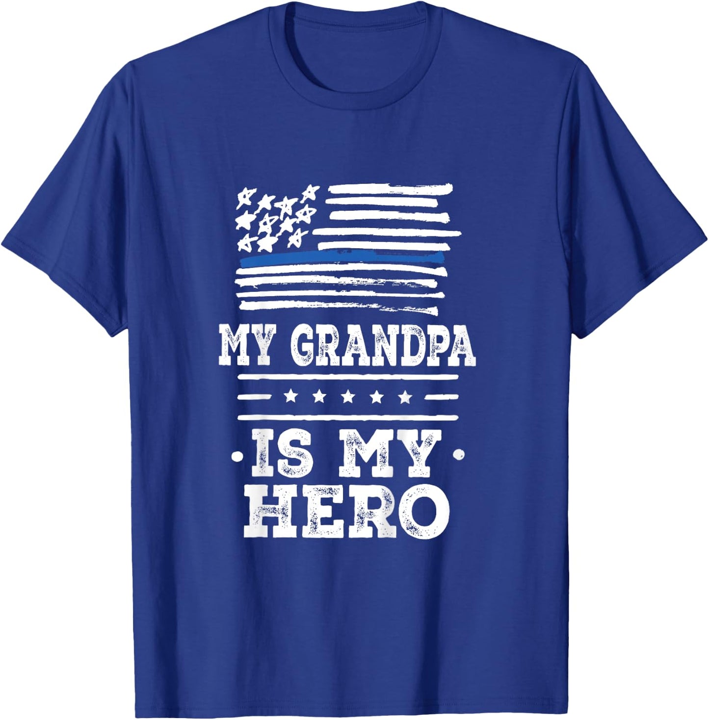 Kids My Grandpa is my Hero Police Officer Grandson T-Shirt - T-Shirt | Royal