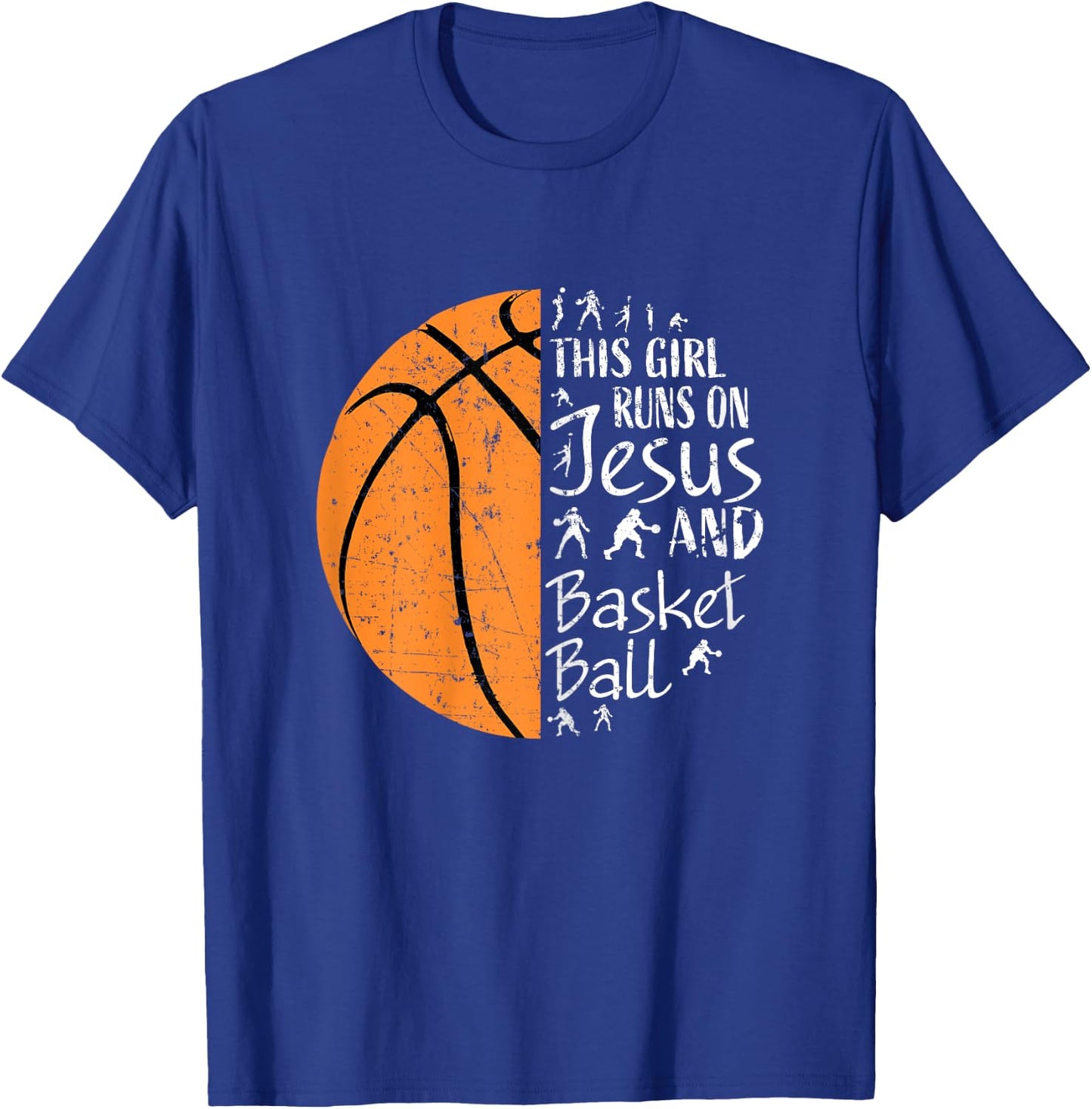 This Girl Runs On Jesus And Basketball Christian Gift T-Shirt - T-Shirt | Royal