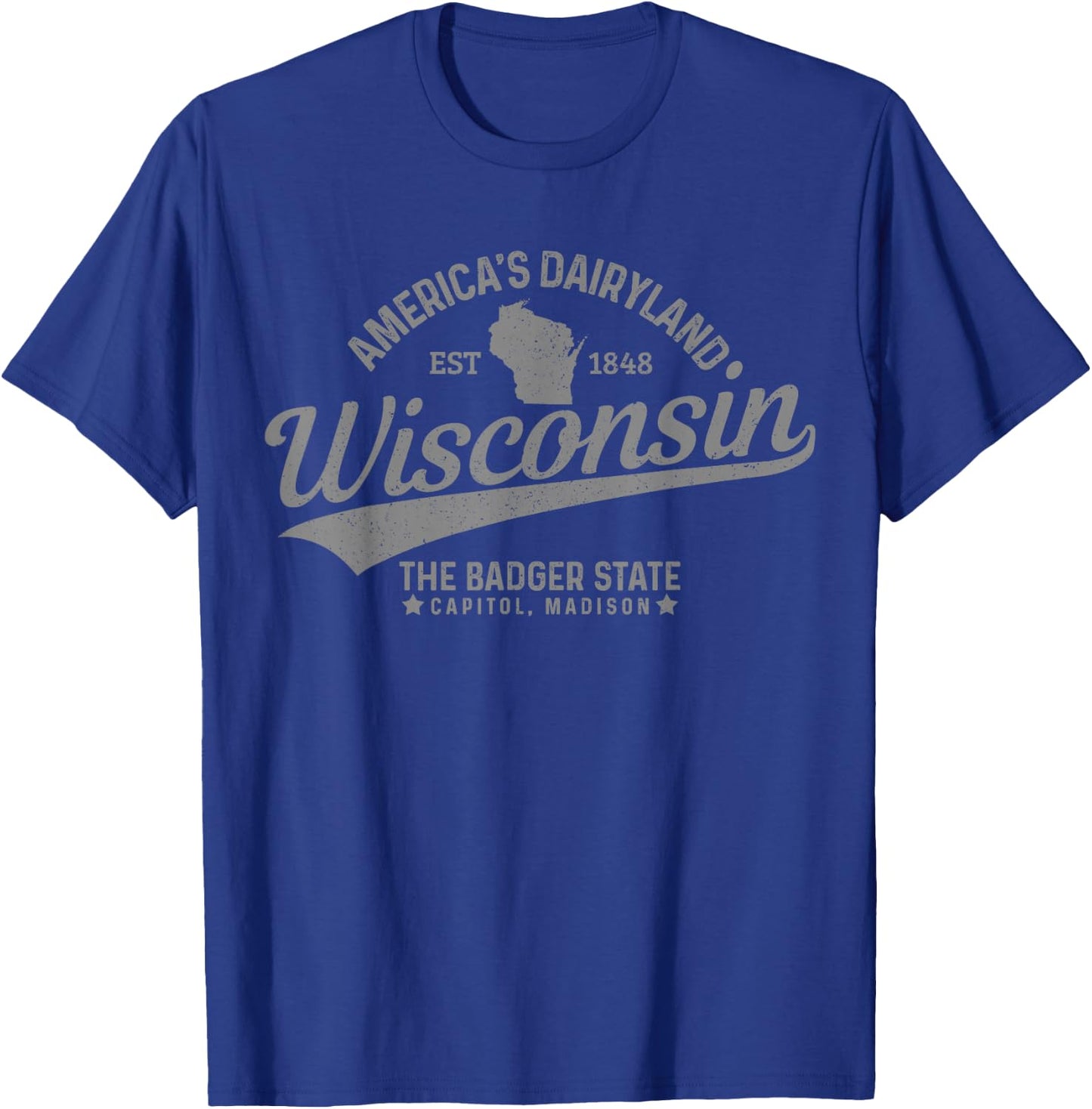 Wisconsin The Badger State USA America Souvenir T-Shirt - T-Shirt | Royal