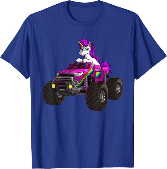 Funny Unicorn Monster Truck Gift Girls Cool Pink Party T-Shirt - T-Shirt | Royal
