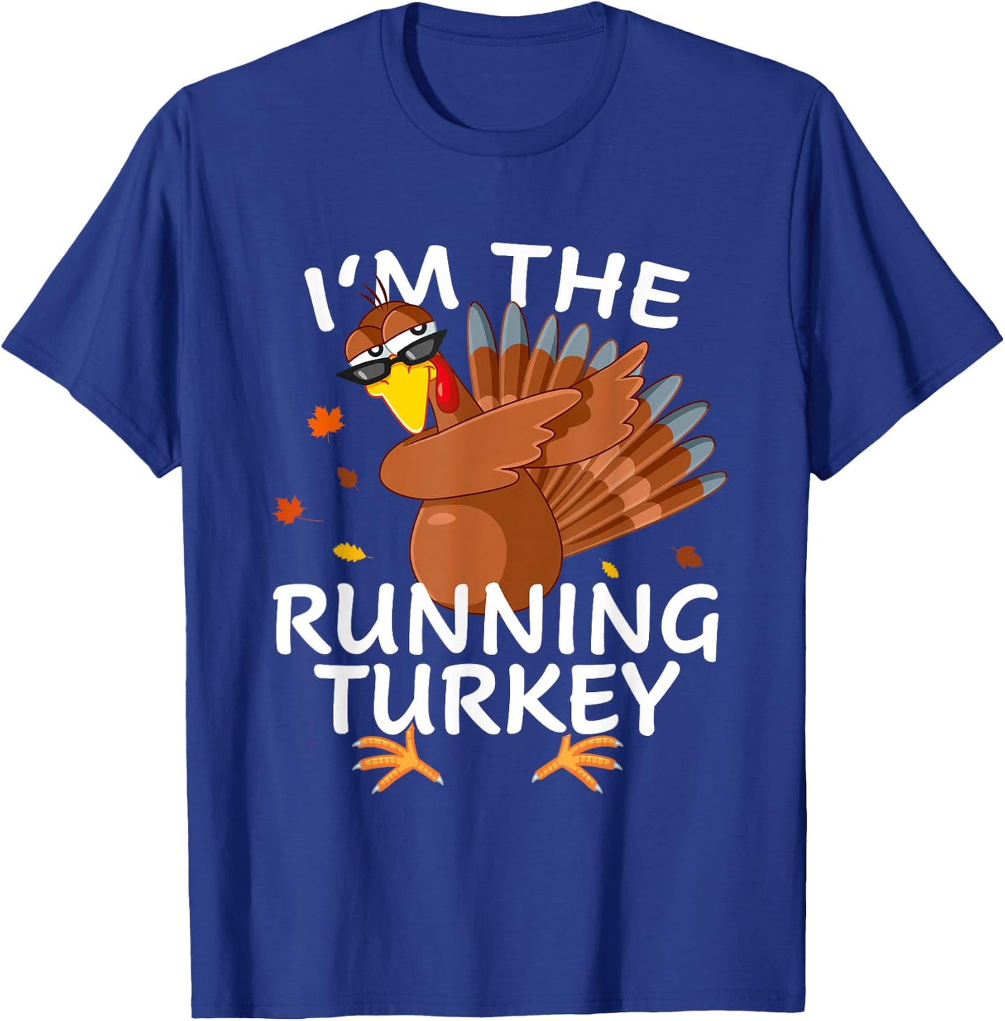 Running Turkey Matching Outfit Thanksgiving Pajamas Family T-Shirt - T-Shirt | Royal