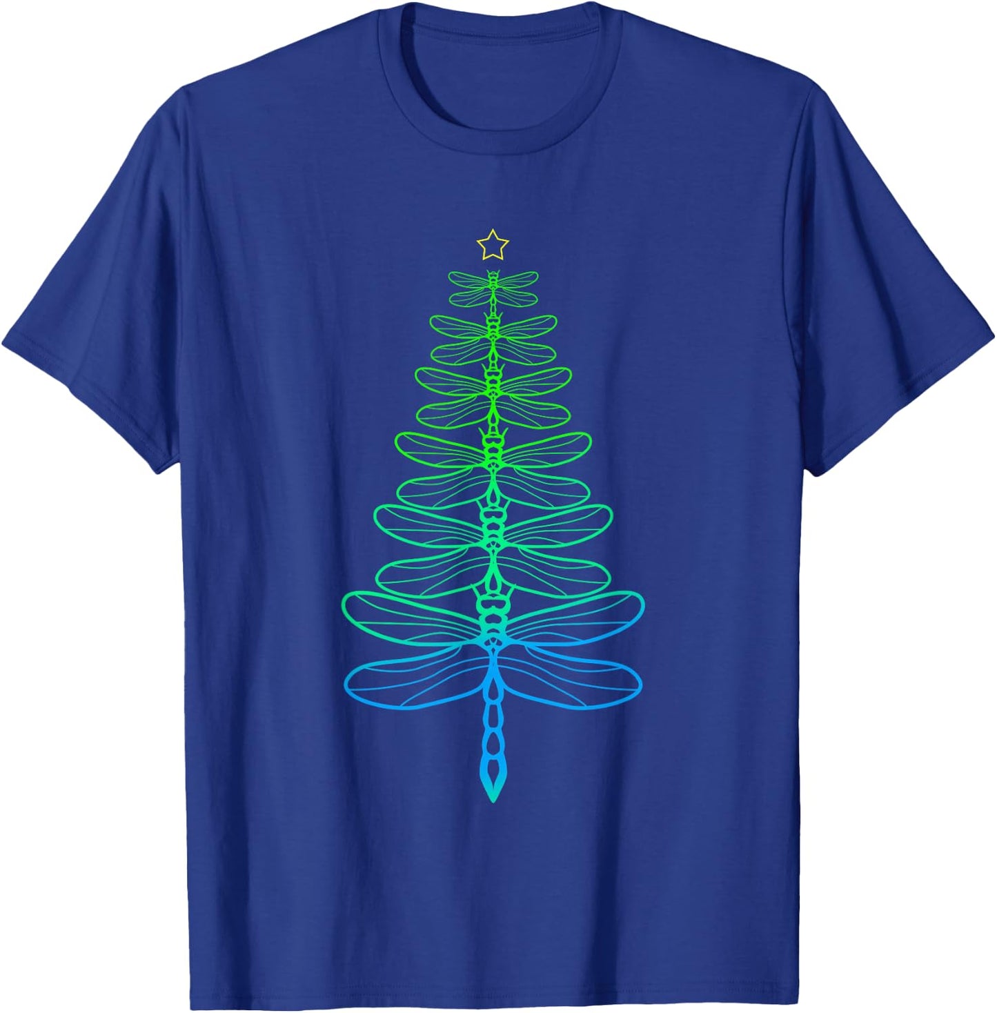 Dragonfly Christmas Tree T-Shirt - T-Shirt | Royal
