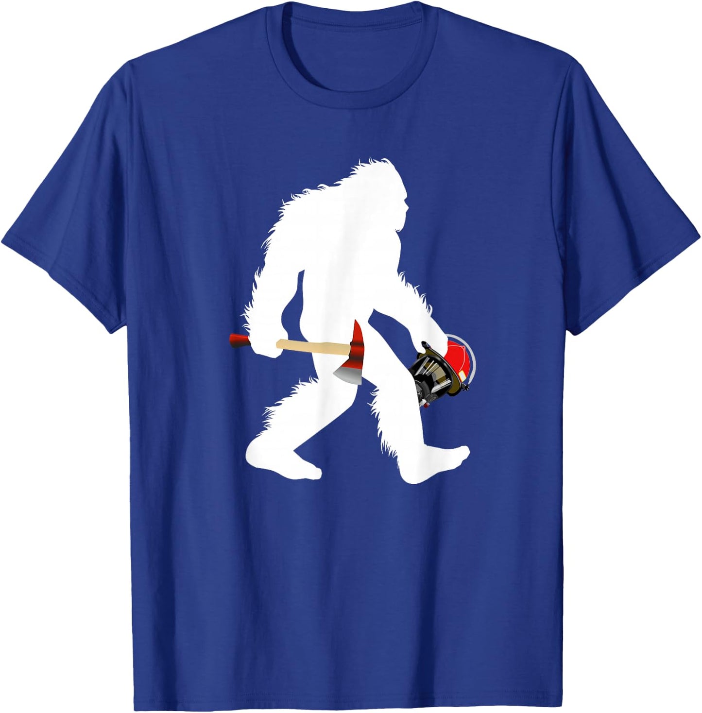 Bigfoot Wildland Firefighter Woodland Sasquatch Fireman T-Shirt - T-Shirt | Royal