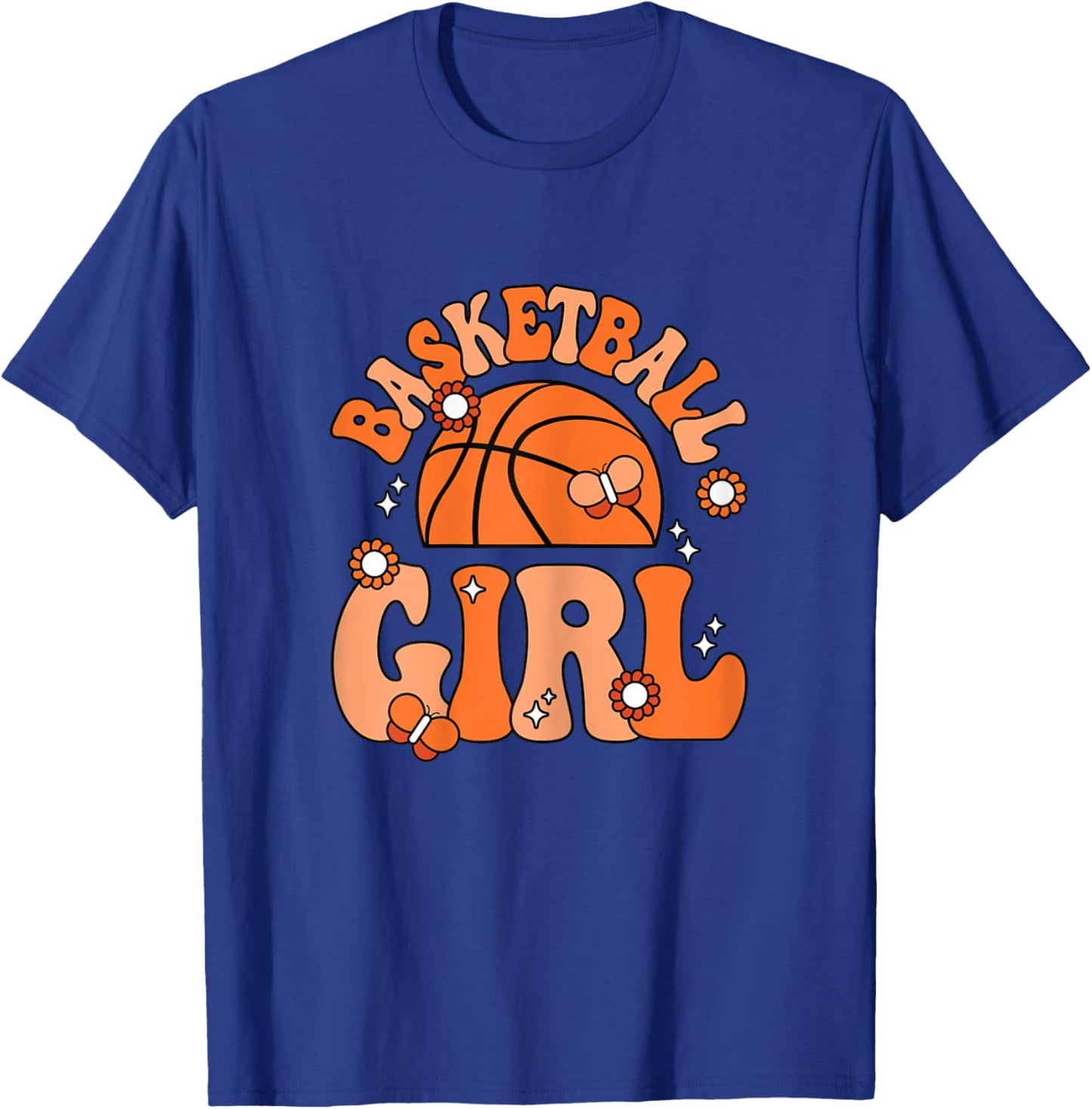Basketball Girl Cute Groovy Basketball Lover Women Girls T-Shirt - T-Shirt | Royal