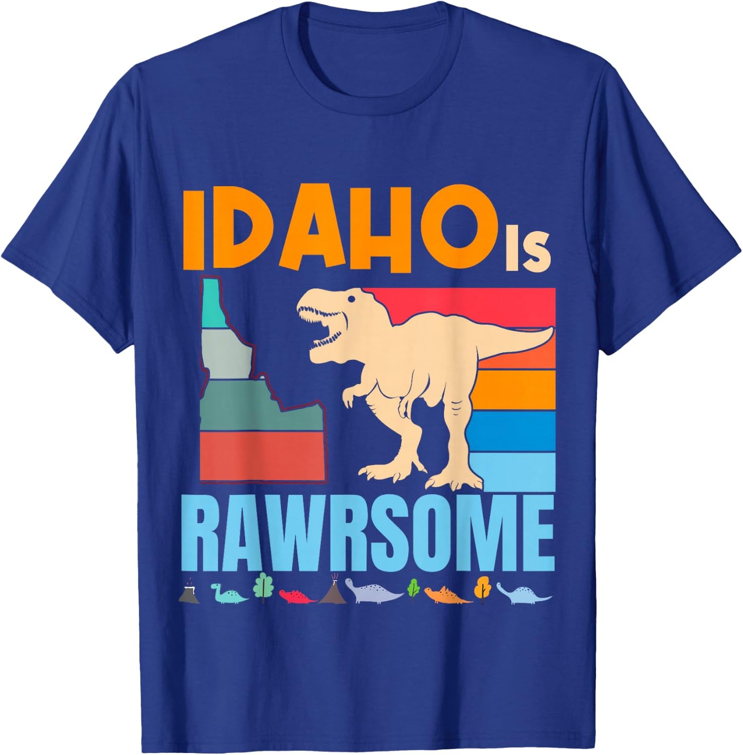 Idaho Is Awesome Dinosaur I Love Idaho Gift Kids Boys Girls T-Shirt - T-Shirt | Royal
