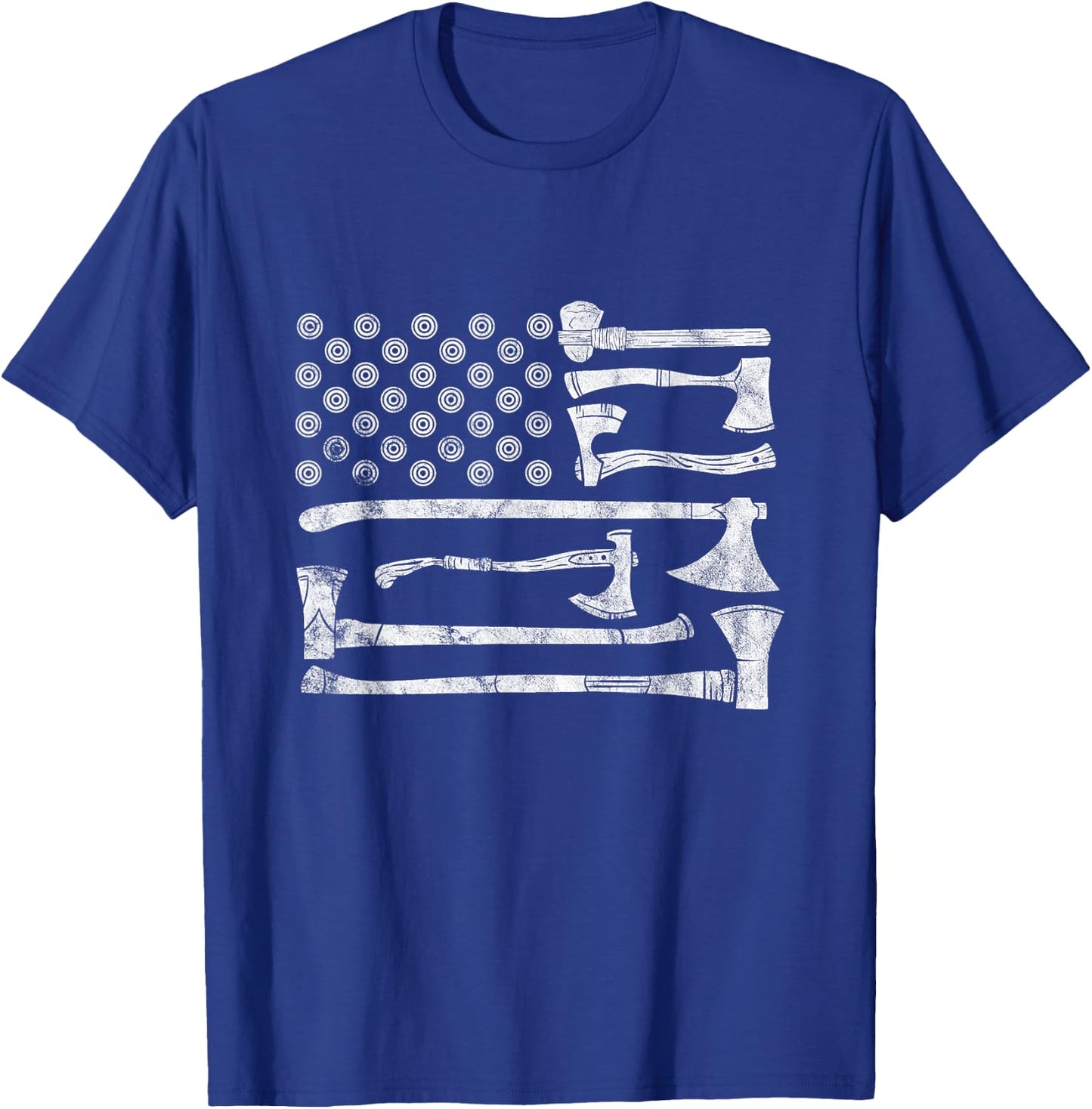 American Flag Style Axe Throwing Design for Hatchet Lovers Women Men T-Shirt - T-Shirt | Royal