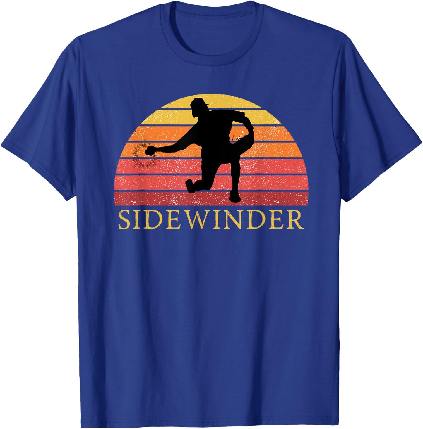 Sidewinder Sidearm Pitcher Baseball Retro Vintage T-Shirt - T-Shirt | Royal