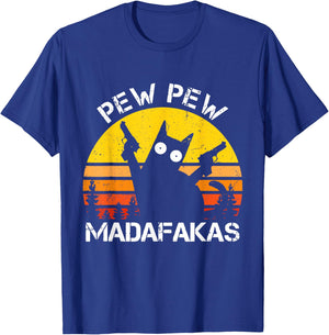 CAT - Pew Pew Madafakas Crazy Summer Cat with Gun Women T-Shirt - T-Shirt | Royal