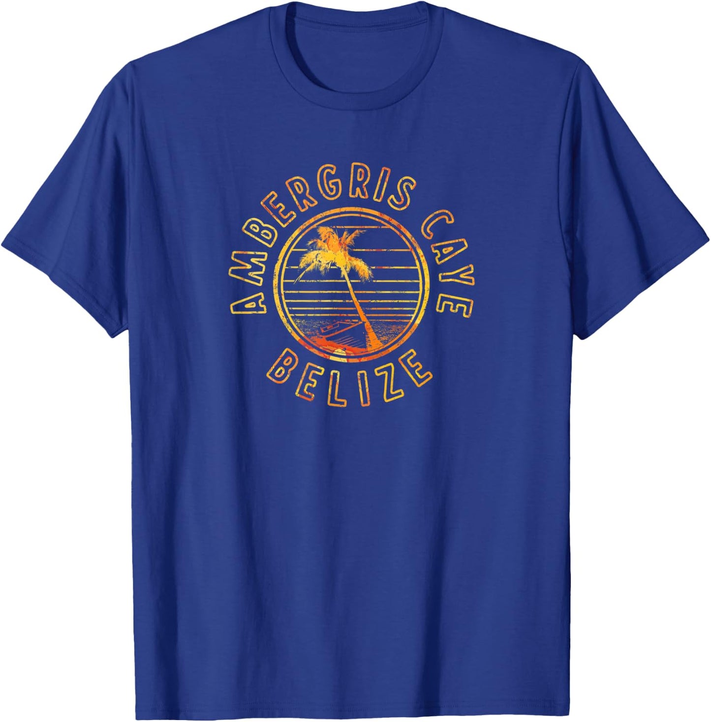 Belize Ambergris Caye Retro Sunset T-Shirt - T-Shirt | Royal