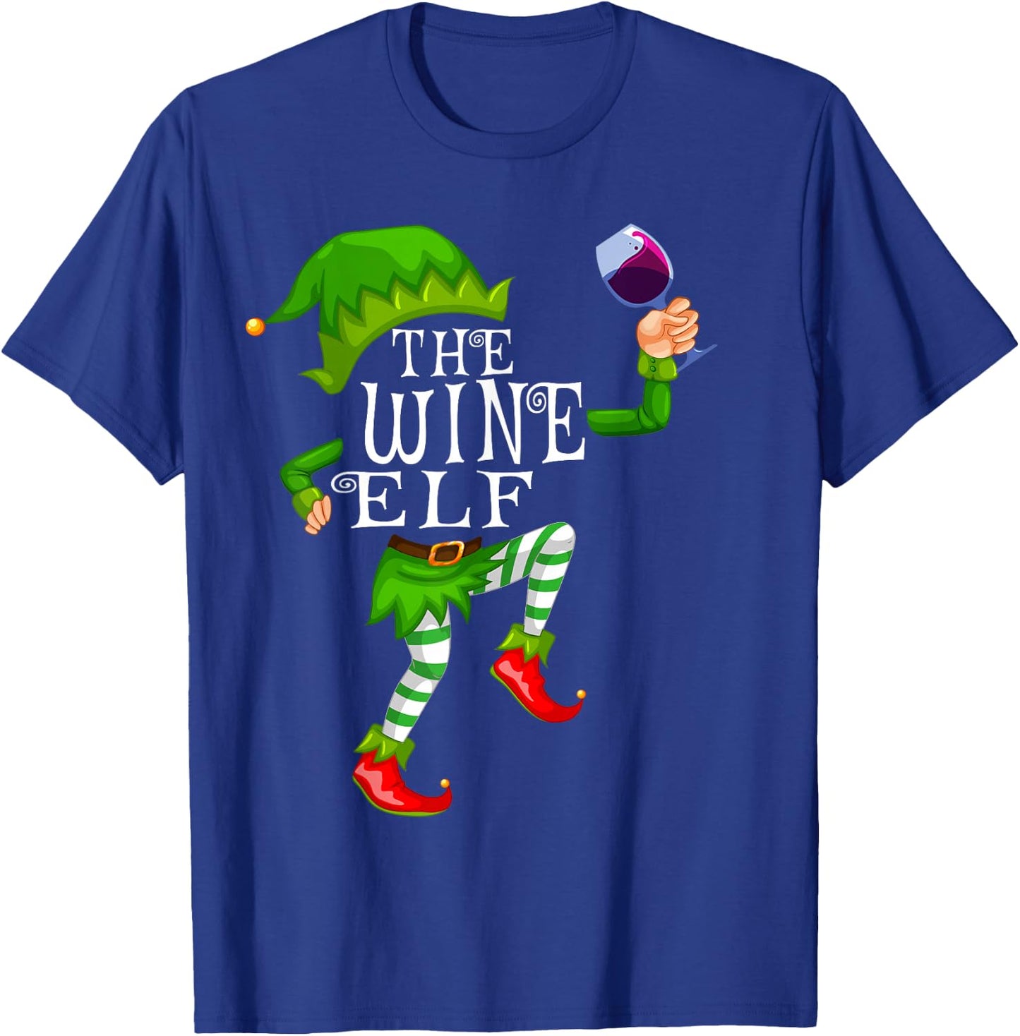 The Wine Elf Wine Drinking Matching Family Christmas Pajama T-Shirt - T-Shirt | Royal