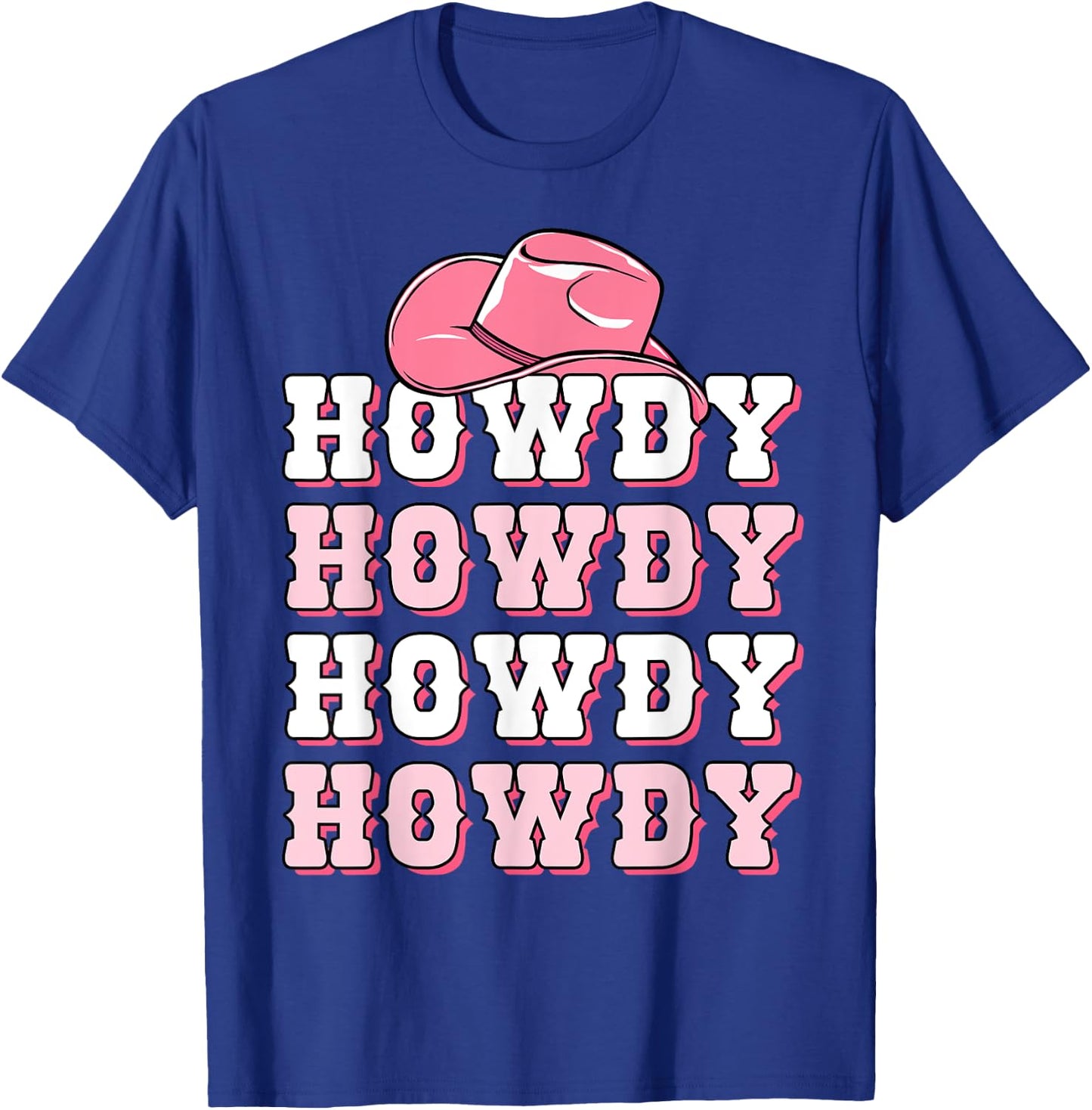 Girls Pink Howdy Western Shirt Cowboy Hat Southern Cowgirl T-Shirt - T-Shirt | Royal