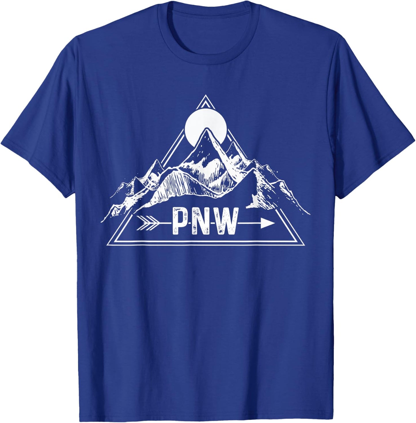 PNW - Pacific Northwest Outdoor Apparel Co. Black Adults , Small, Short Sleeve, , Modern Mountain Letter Print Embroidery T-Shirt - T-Shirt | Royal