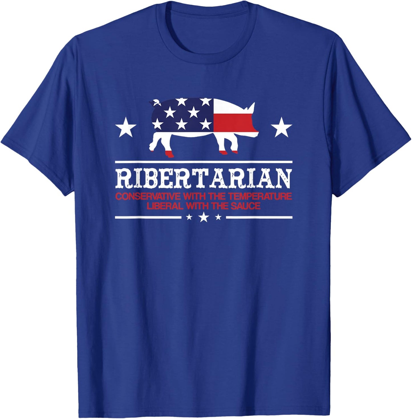 Ribertarian Ribs Pig Patriot Grilling Smoker Grill Funny BBQ T-Shirt - T-Shirt | Royal