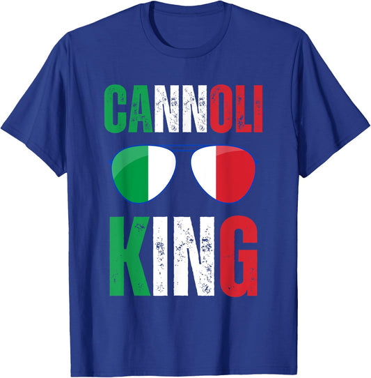 Funny Cannoli King Italian Saying Italy Flag Sunglasses T-Shirt - T-Shirt | Royal