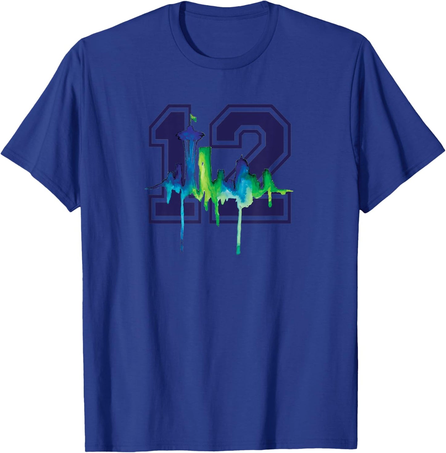 Seattle Football Fan - city skyline 12 watercolor T-Shirt - T-Shirt | Royal