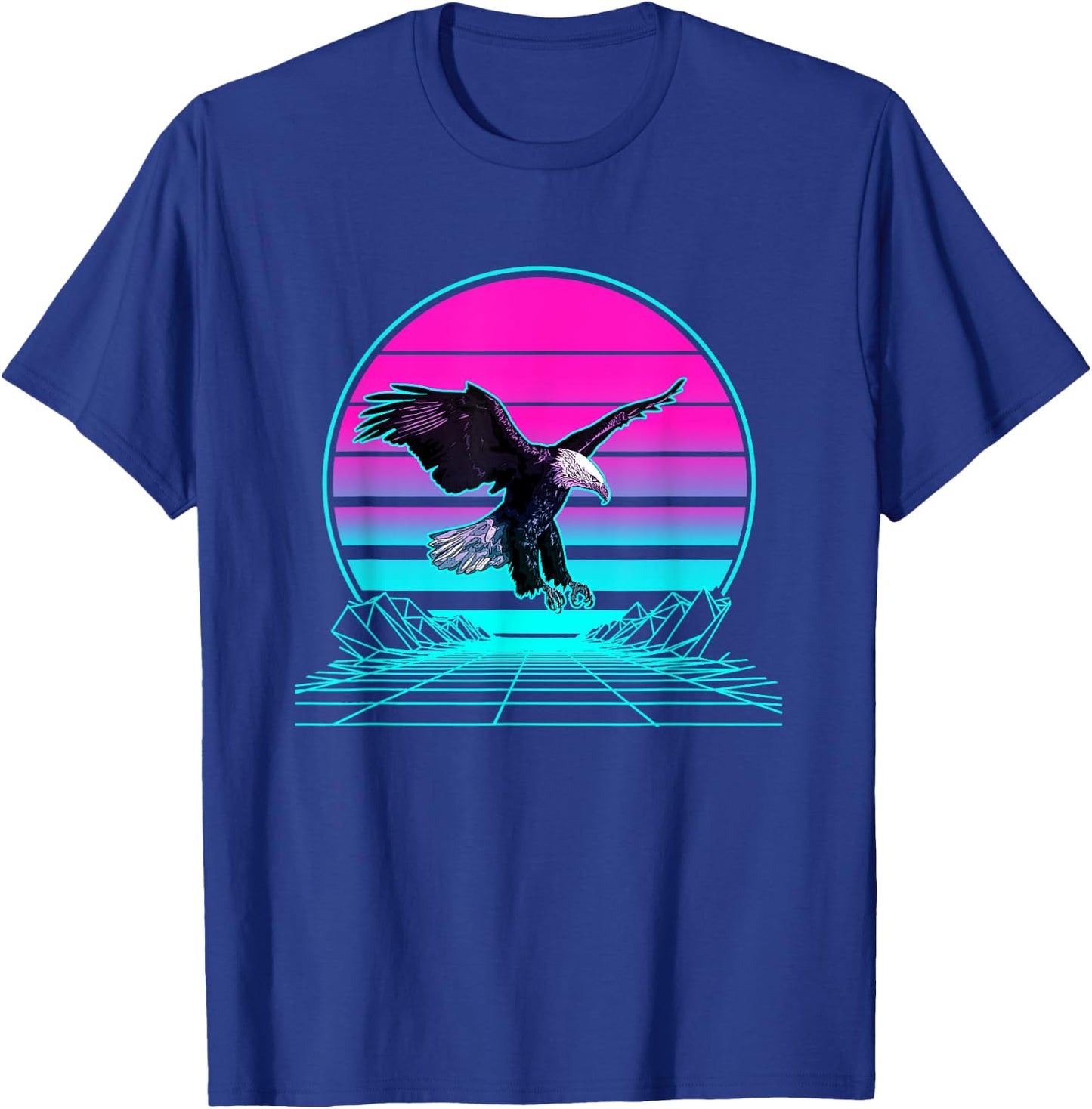 Vintage Retro Sunset Bald Eagle T-Shirt - T-Shirt | Royal