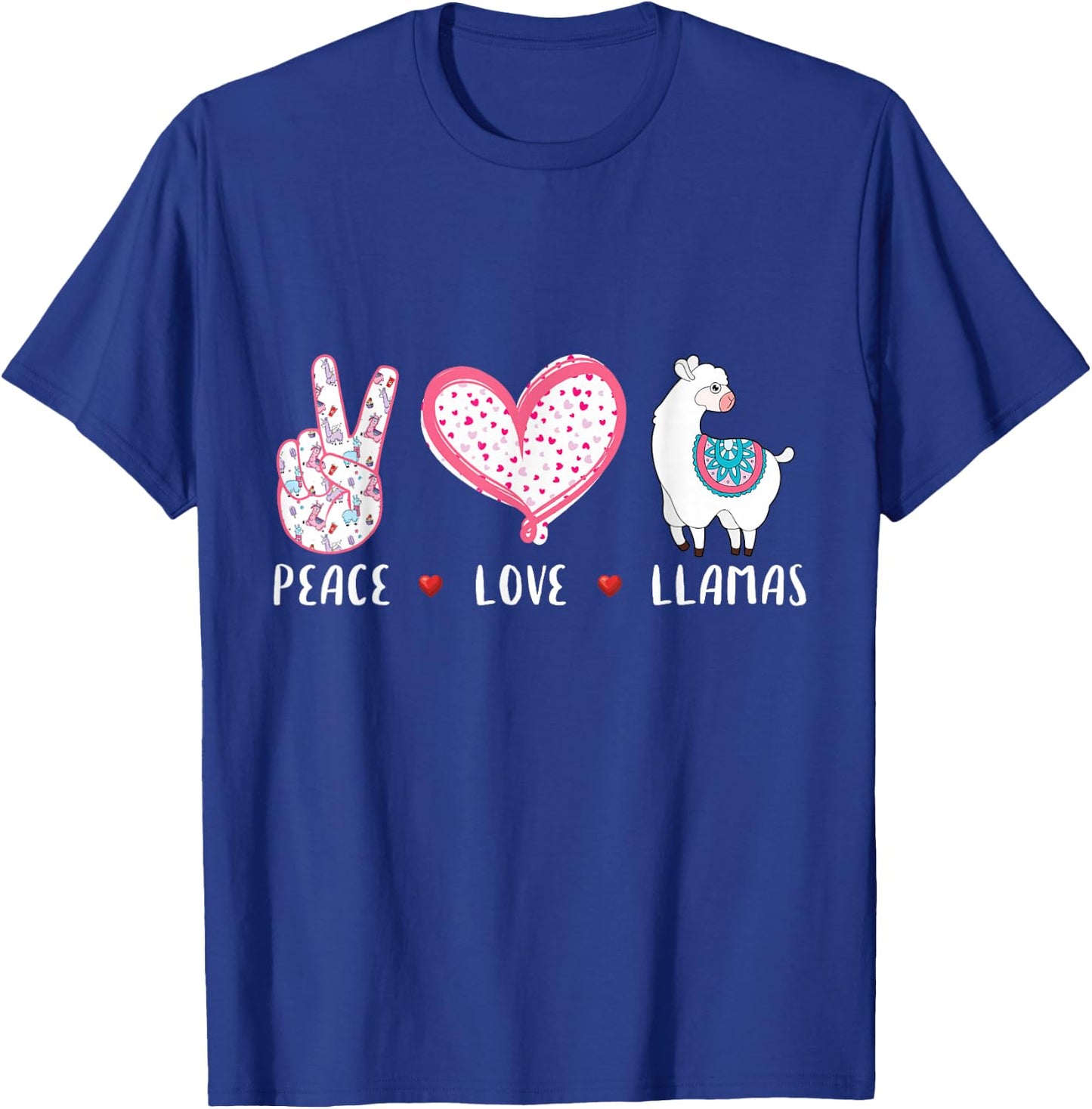 Peace Love Llamas Gift Girls Boys Kids Women Men Llama T-Shirt - T-Shirt | Royal