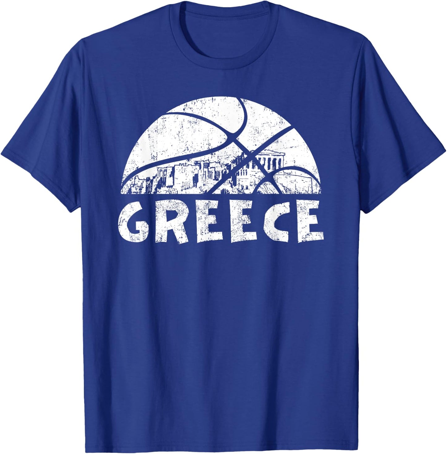 Greece Basketball Vintage Distressed T-Shirt - T-Shirt | Royal