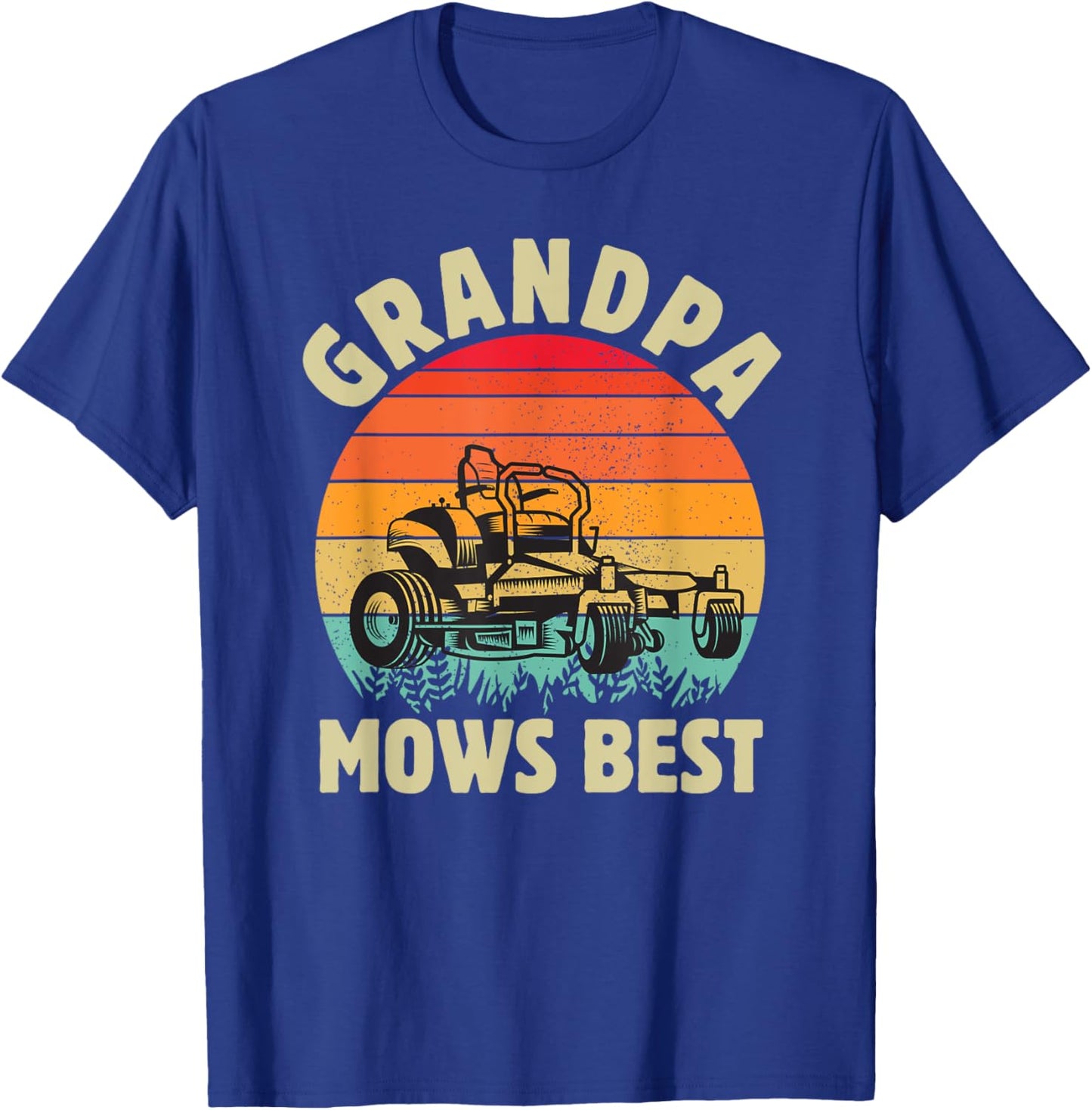 Funny Grandpa Mows Best Lawn Mowing Gardening Fathers Day T-Shirt - T-Shirt | Royal