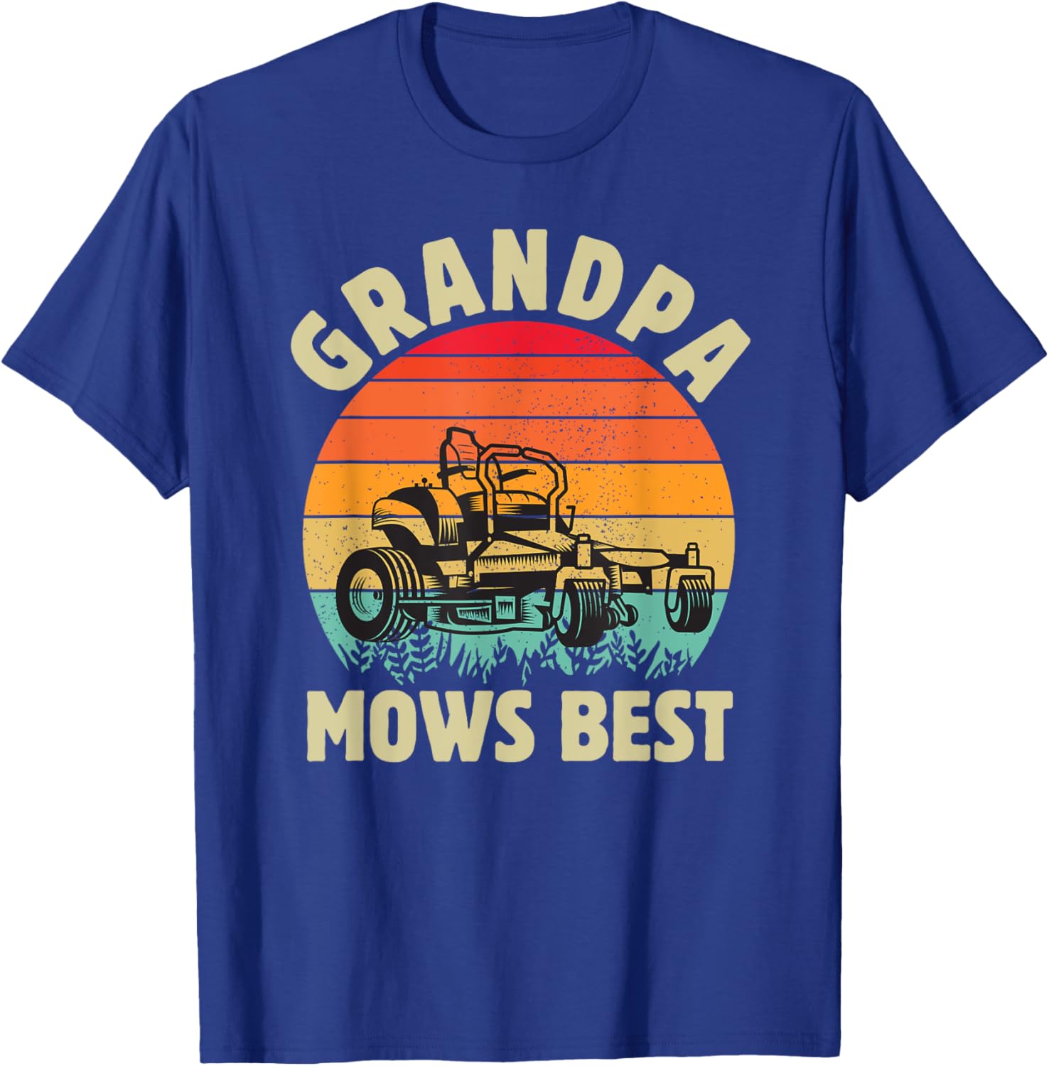 Funny Grandpa Mows Best Lawn Mowing Gardening Fathers Day T-Shirt - T-Shirt | Royal