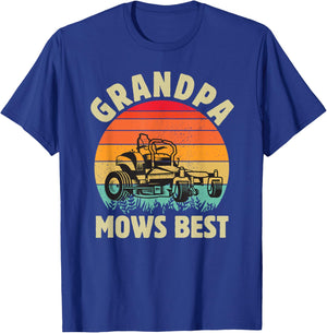 Funny Grandpa Mows Best Lawn Mowing Gardening Fathers Day T-Shirt - T-Shirt | Royal