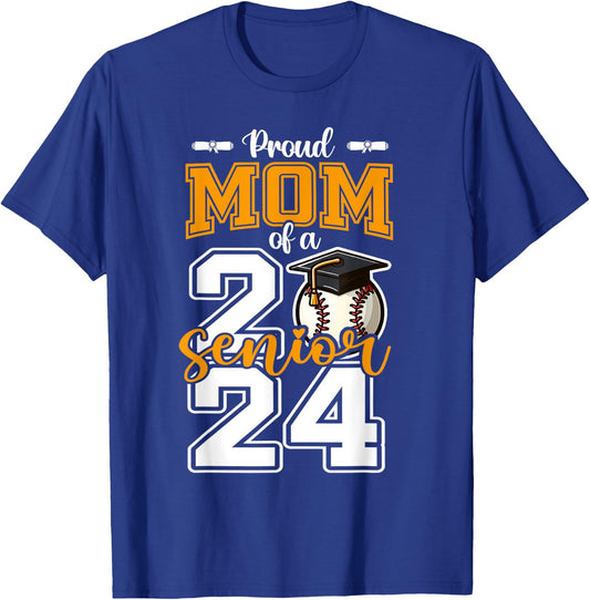 Proud Mom Of A 2024 Baseball Senior Graduation mother T-Shirt - T-Shirt | Royal