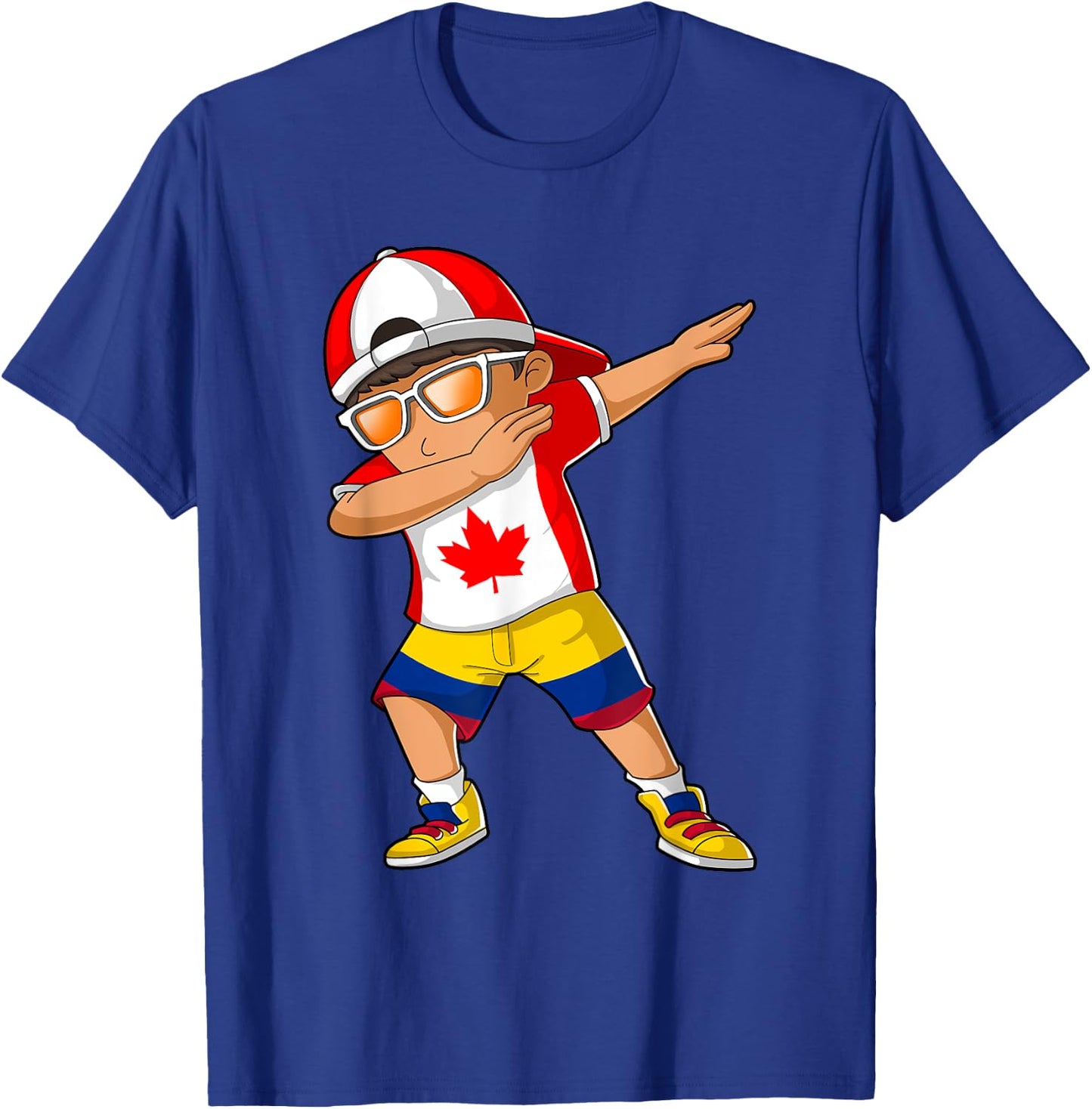 Half Canadian Half Colombian Boy Canada Colombia Flag T-Shirt - T-Shirt | Royal